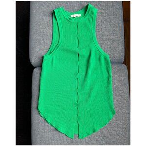 NIA "Moore" Knit Ribbed Sleeveless Sweater Tank | Size S | Green | Cut Outs